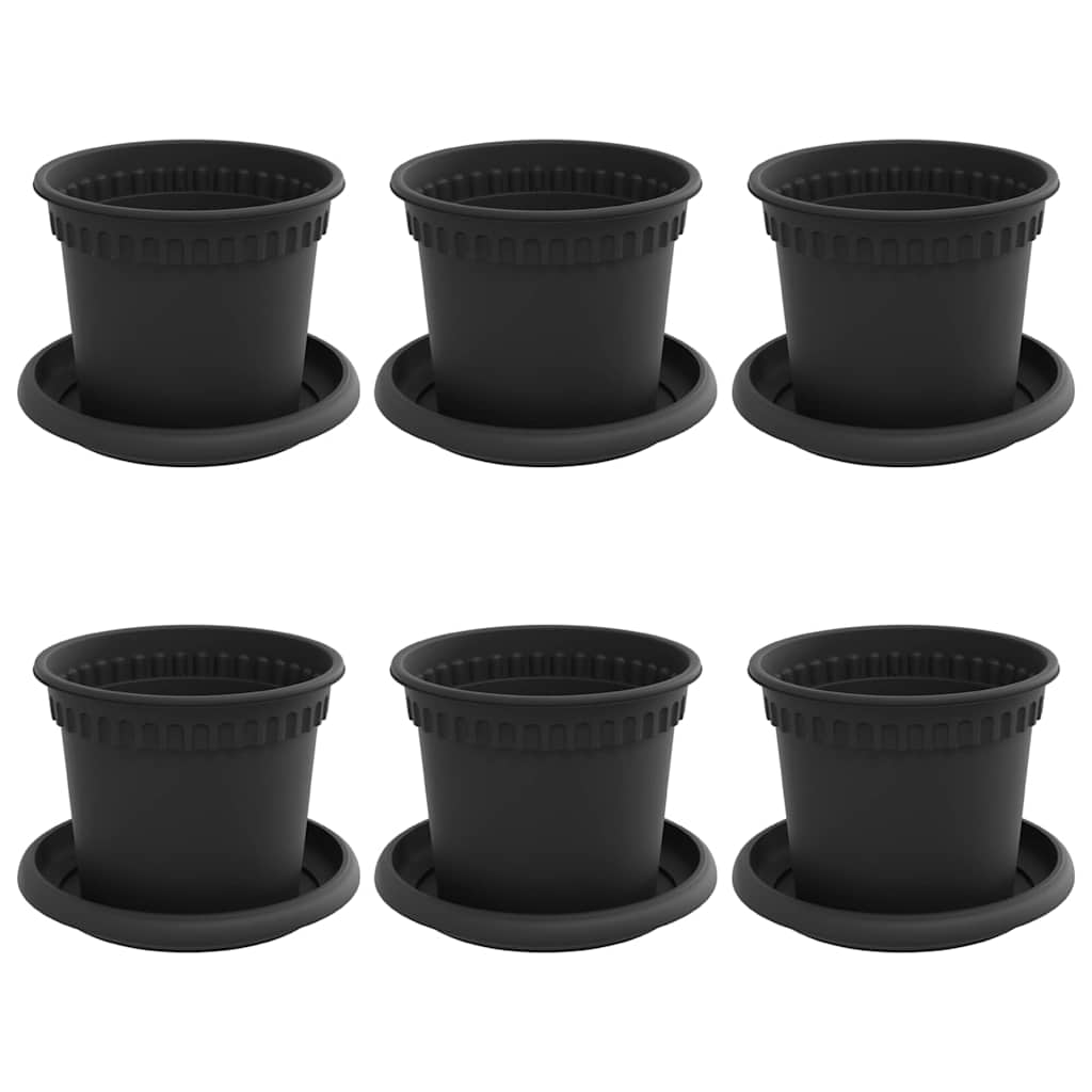 Plantenpotten 6 pcs Zwart Ø 12,5 x 10 cm Kunststof