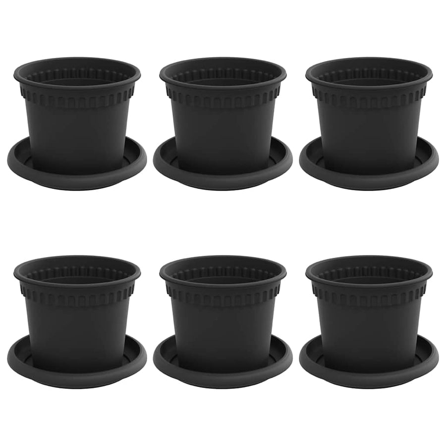 Plantenpotten 6 pcs Zwart Ø 12,5 x 10 cm Kunststof