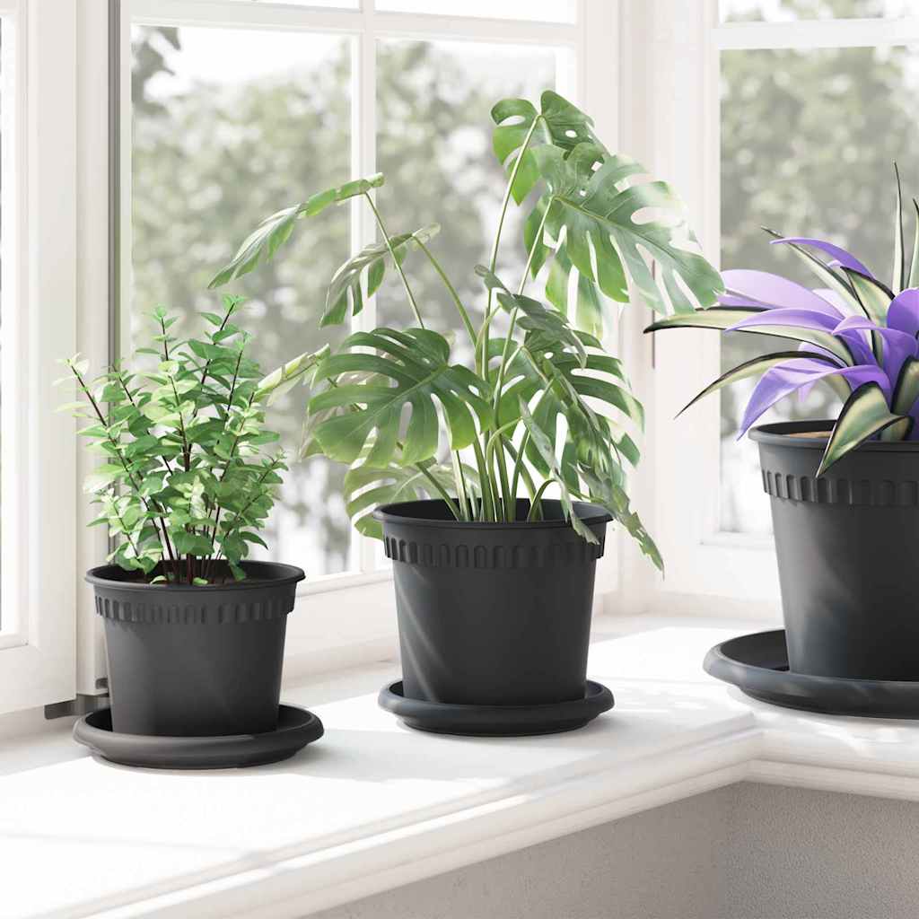 Plantenpotten 6 pcs Zwart Ø 15 x 12 cm Kunststof