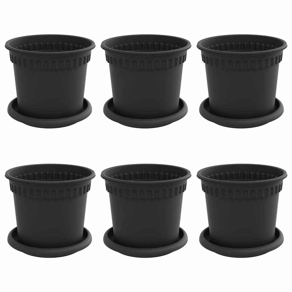 Plantenpotten 6 pcs Zwart Ø 15 x 12 cm Kunststof