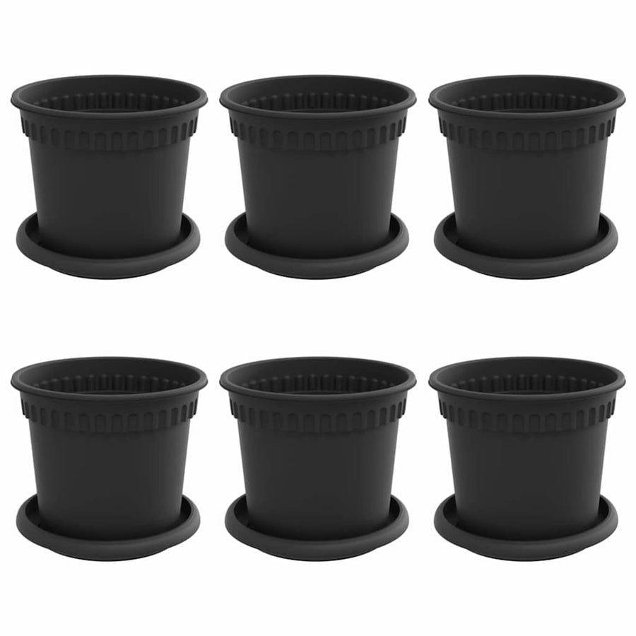 Plantenpotten 6 pcs Zwart Ø 15 x 12 cm Kunststof