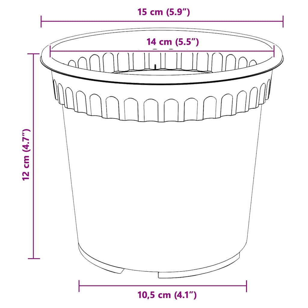 Plantenpotten 6 pcs Zwart Ø 15 x 12 cm Kunststof