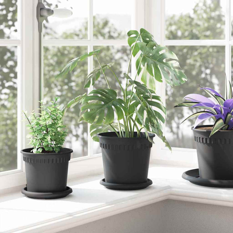 Plantenpotten 6 pcs Zwart Ø 17 x 14 cm Kunststof