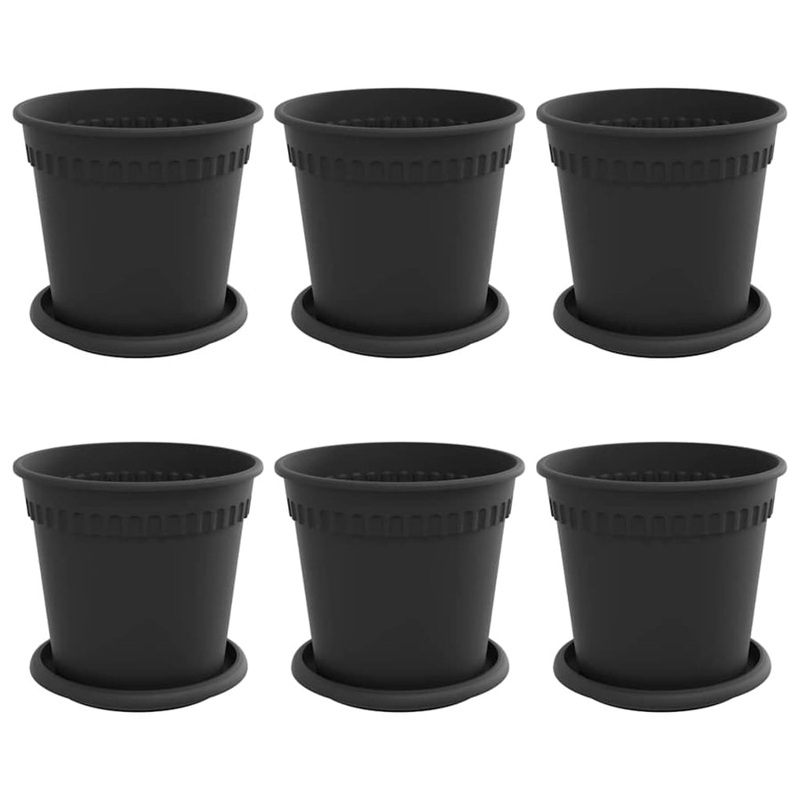 Plantenpotten 6 pcs Zwart Ø 17 x 14 cm Kunststof