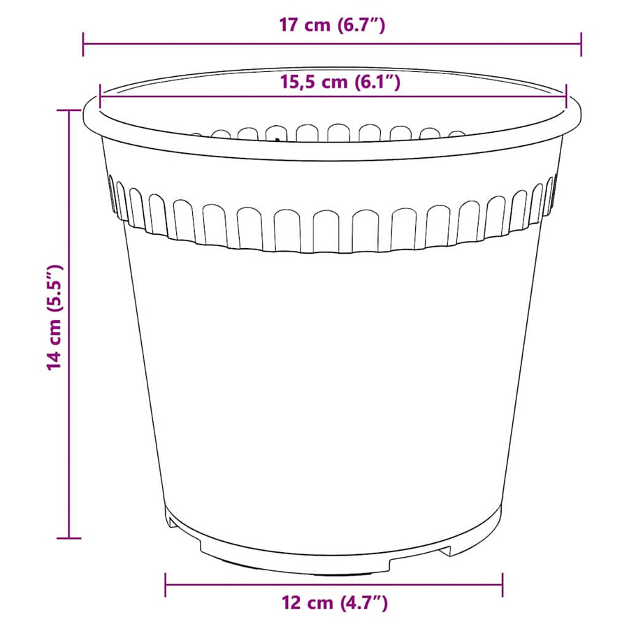 Plantenpotten 6 pcs Zwart Ø 17 x 14 cm Kunststof