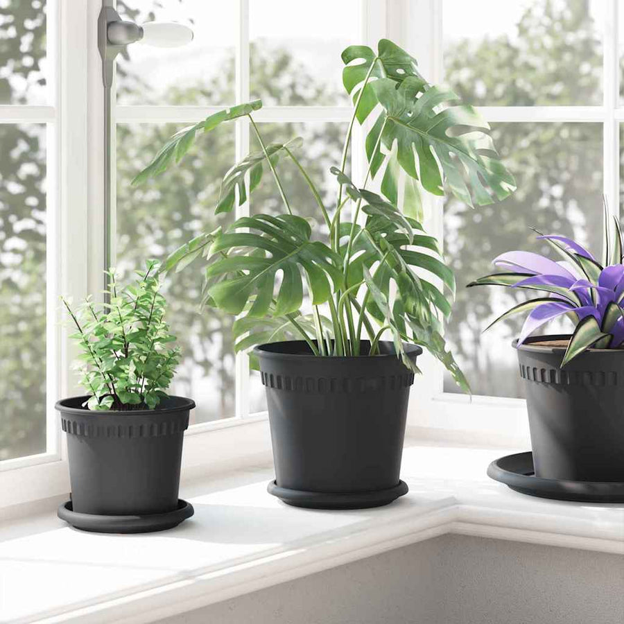 Plantenpotten 6 pcs Zwart Ø 19 x 16 cm Kunststof