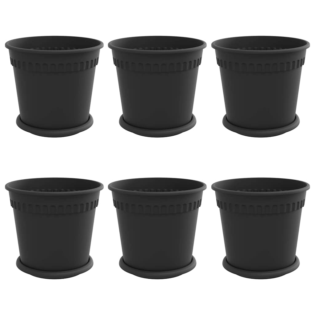 Plantenpotten 6 pcs Zwart Ø 19 x 16 cm Kunststof