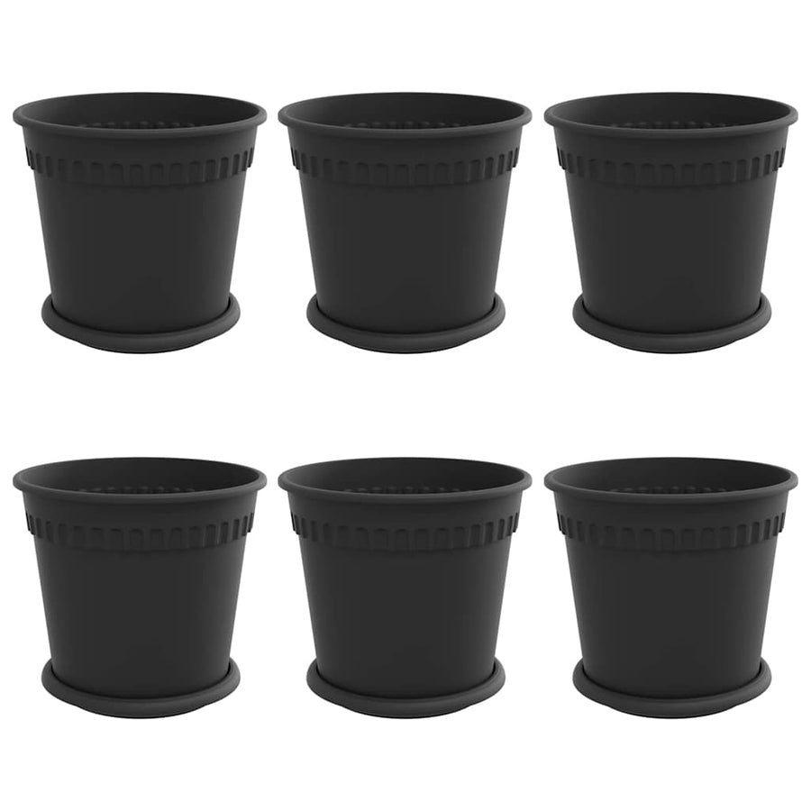 Plantenpotten 6 pcs Zwart Ø 19 x 16 cm Kunststof