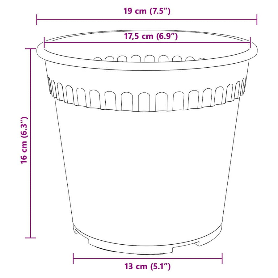 Plantenpotten 6 pcs Zwart Ø 19 x 16 cm Kunststof