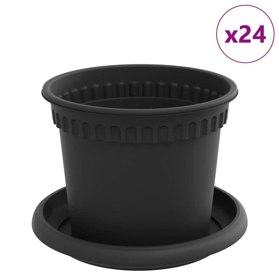 Plantenpotten 24 pcs Zwart Ø 12,5 x 10 cm Kunststof