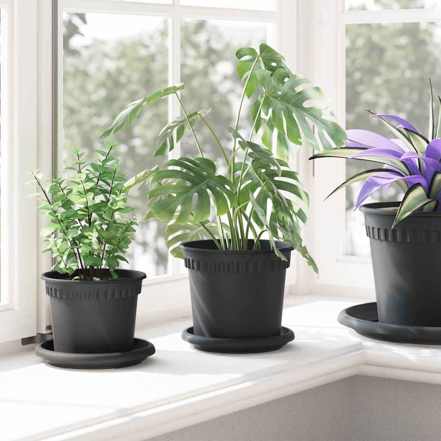 Plantenpotten 24 pcs Zwart Ø 15 x 12 cm Kunststof