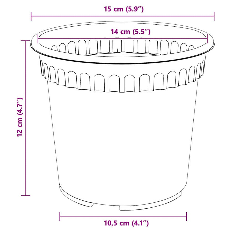 Plantenpotten 24 pcs Zwart Ø 15 x 12 cm Kunststof