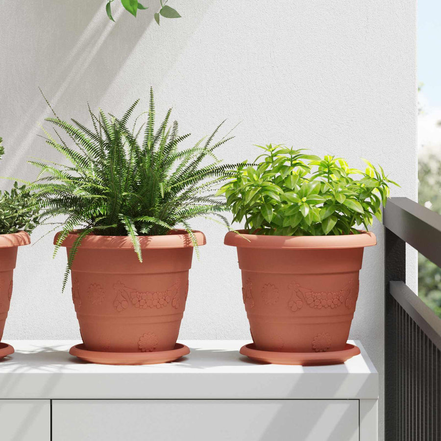 Plantenpotten 6 pcs Baksteenrood Ø 26 x 21.5 cm Kunststof