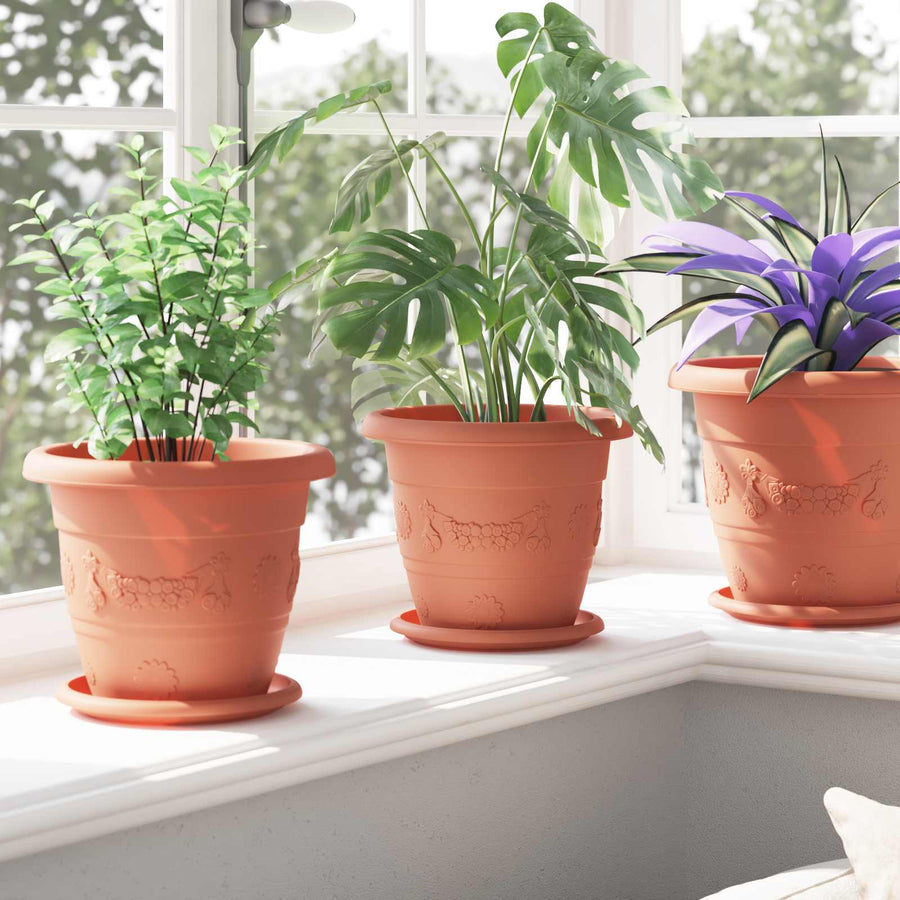 Plantenpotten 6 pcs Baksteenrood Ø 26 x 21.5 cm Kunststof