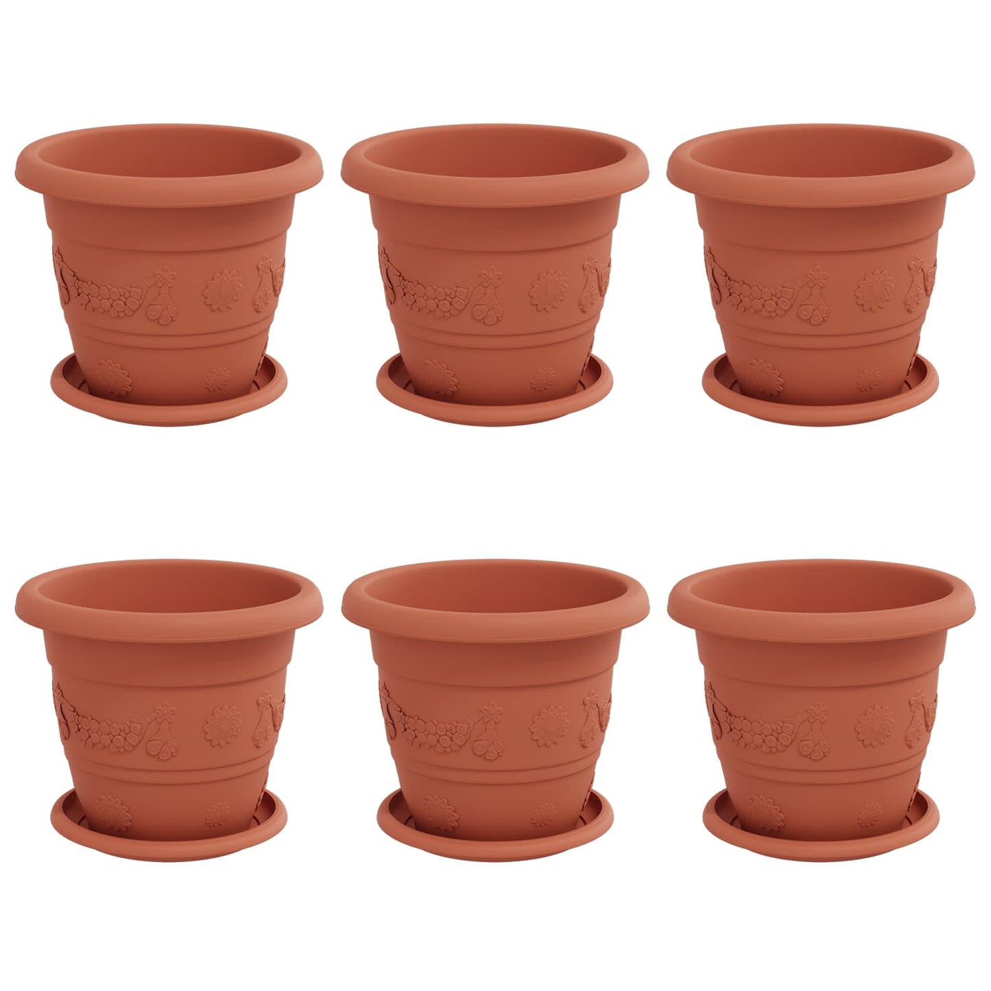 Plantenpotten 6 pcs Baksteenrood Ø 26 x 21.5 cm Kunststof