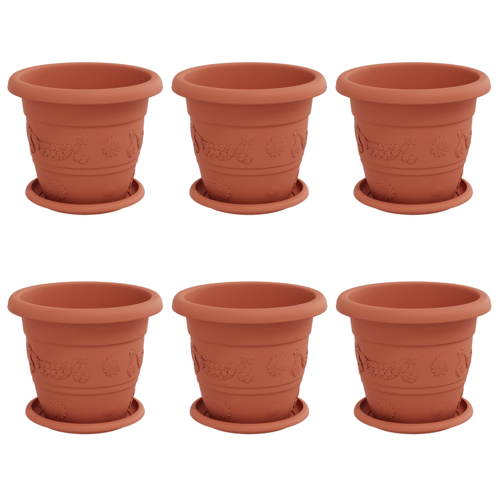 Plantenpotten 6 pcs Baksteenrood Ø 26 x 21.5 cm Kunststof