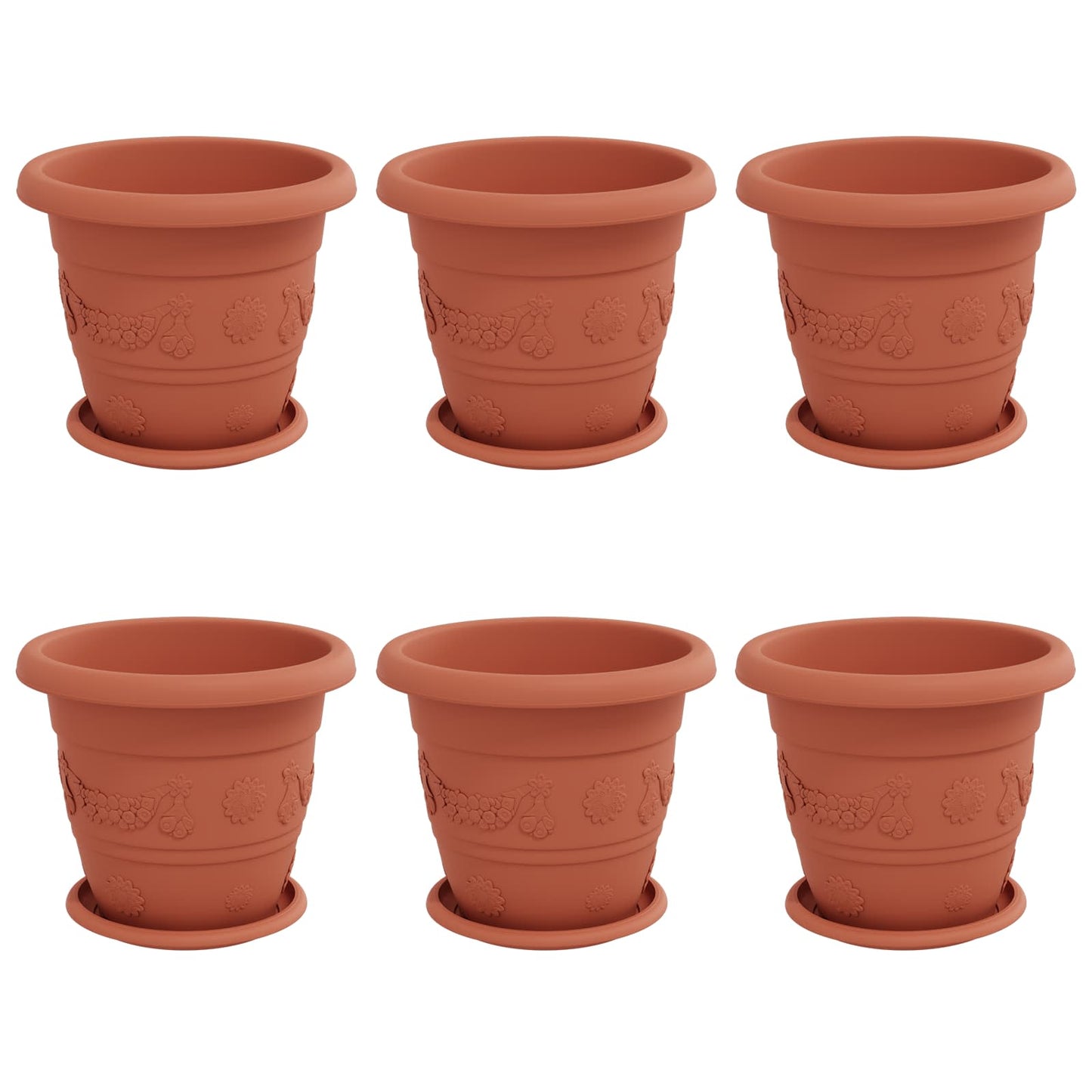 Plantenpotten 6 pcs Baksteenrood Ø 26 x 21.5 cm Kunststof