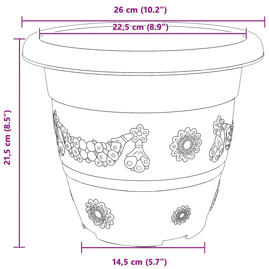 Plantenpotten 6 pcs Baksteenrood Ø 26 x 21.5 cm Kunststof