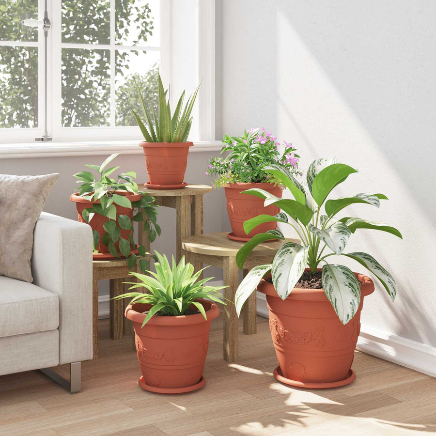 Plantenpotten 6 pcs Baksteenrood Ø 26 x 21.5 cm Kunststof