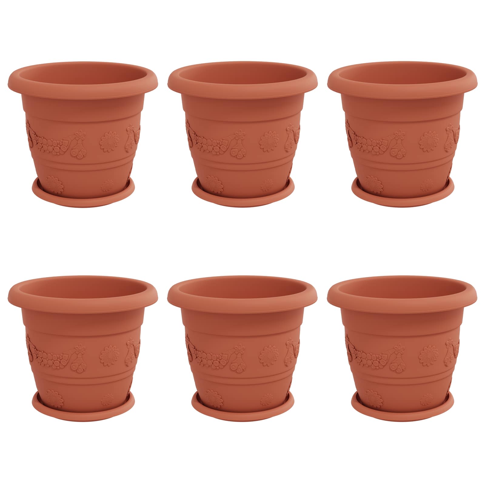 Plantenpotten 6 pcs Baksteenrood Ø 26 x 21.5 cm Kunststof
