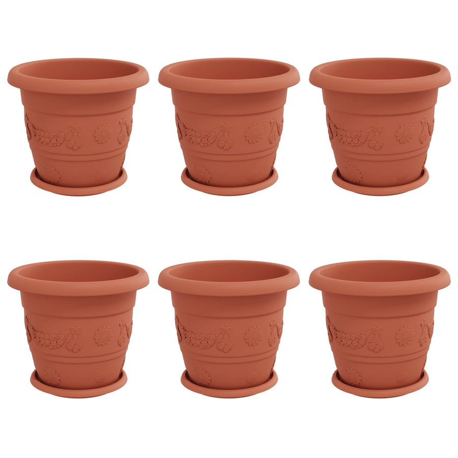Plantenpotten 6 pcs Baksteenrood Ø 26 x 21.5 cm Kunststof
