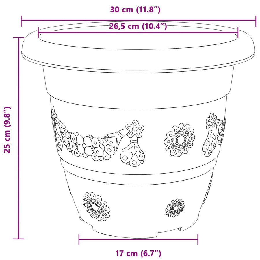 Plantenpotten 6 pcs Baksteenrood Ø 26 x 21.5 cm Kunststof