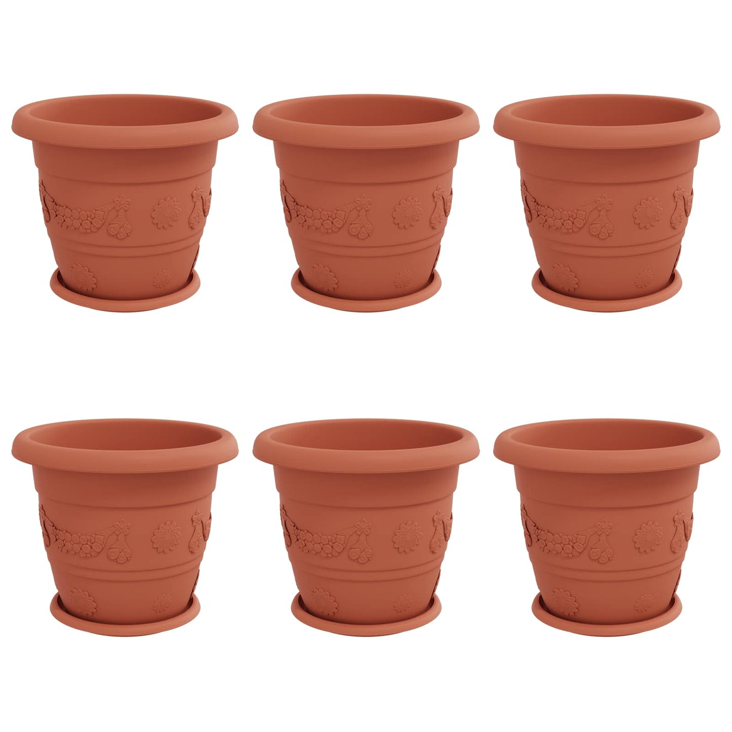 Plantenpotten 6 pcs Baksteenrood Ø 26 x 21.5 cm Kunststof