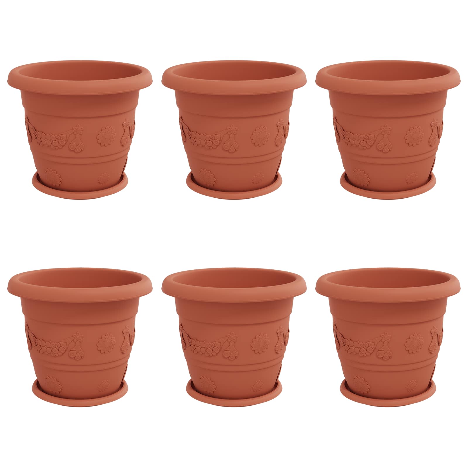 Plantenpotten 6 pcs Baksteenrood Ø 26 x 21.5 cm Kunststof