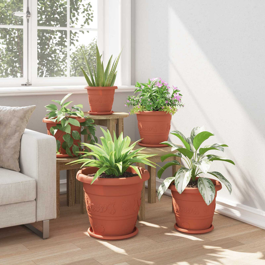 Plantenpotten 6 pcs Baksteenrood Ø 26 x 21.5 cm Kunststof