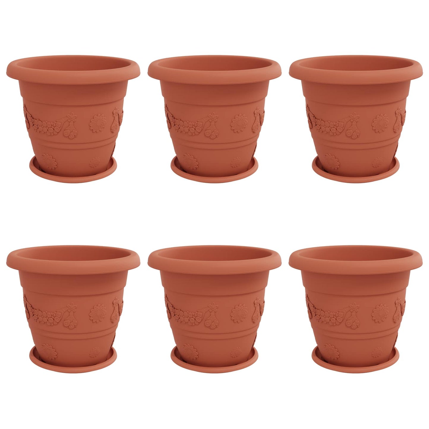 Plantenpotten 6 pcs Baksteenrood Ø 26 x 21.5 cm Kunststof