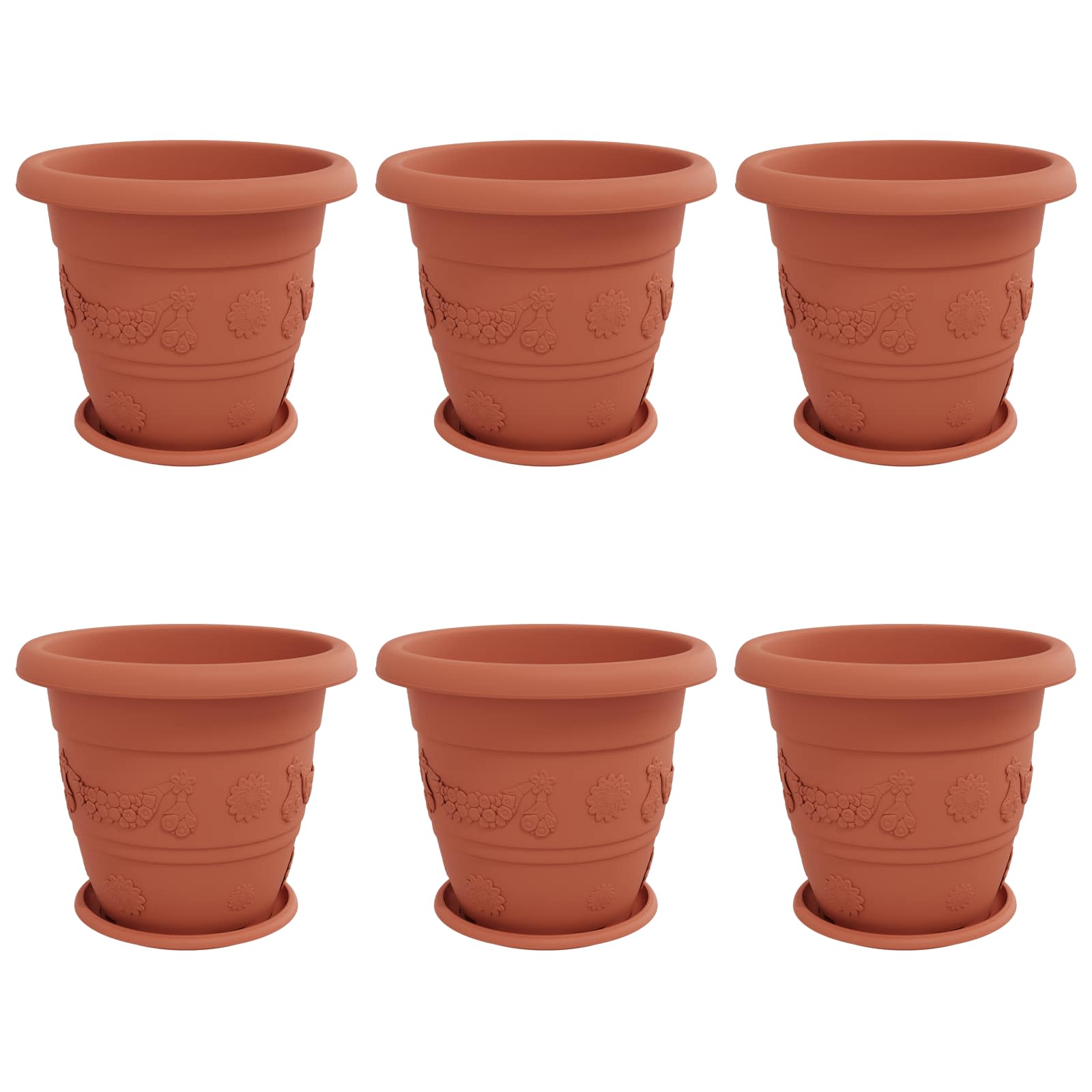 Plantenpotten 6 pcs Baksteenrood Ø 26 x 21.5 cm Kunststof