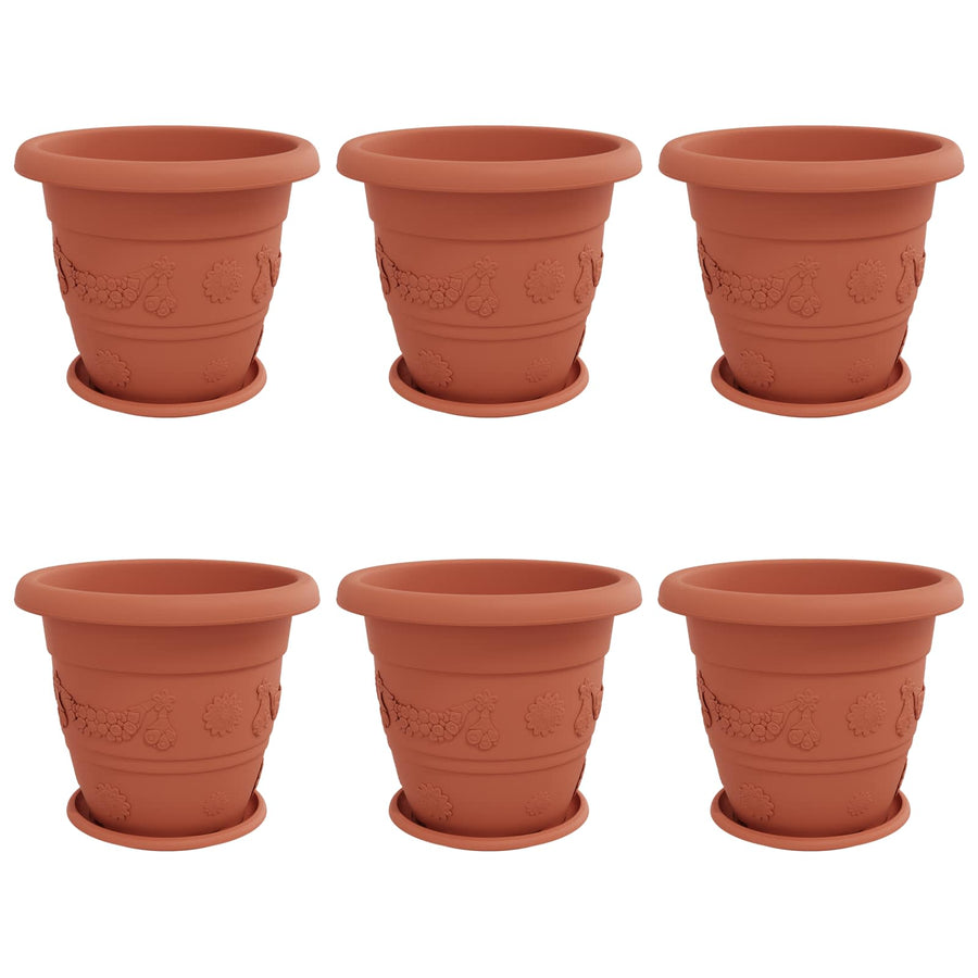 Plantenpotten 6 pcs Baksteenrood Ø 26 x 21.5 cm Kunststof