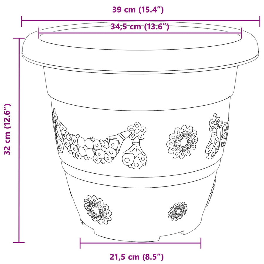 Plantenpotten 6 pcs Baksteenrood Ø 26 x 21.5 cm Kunststof
