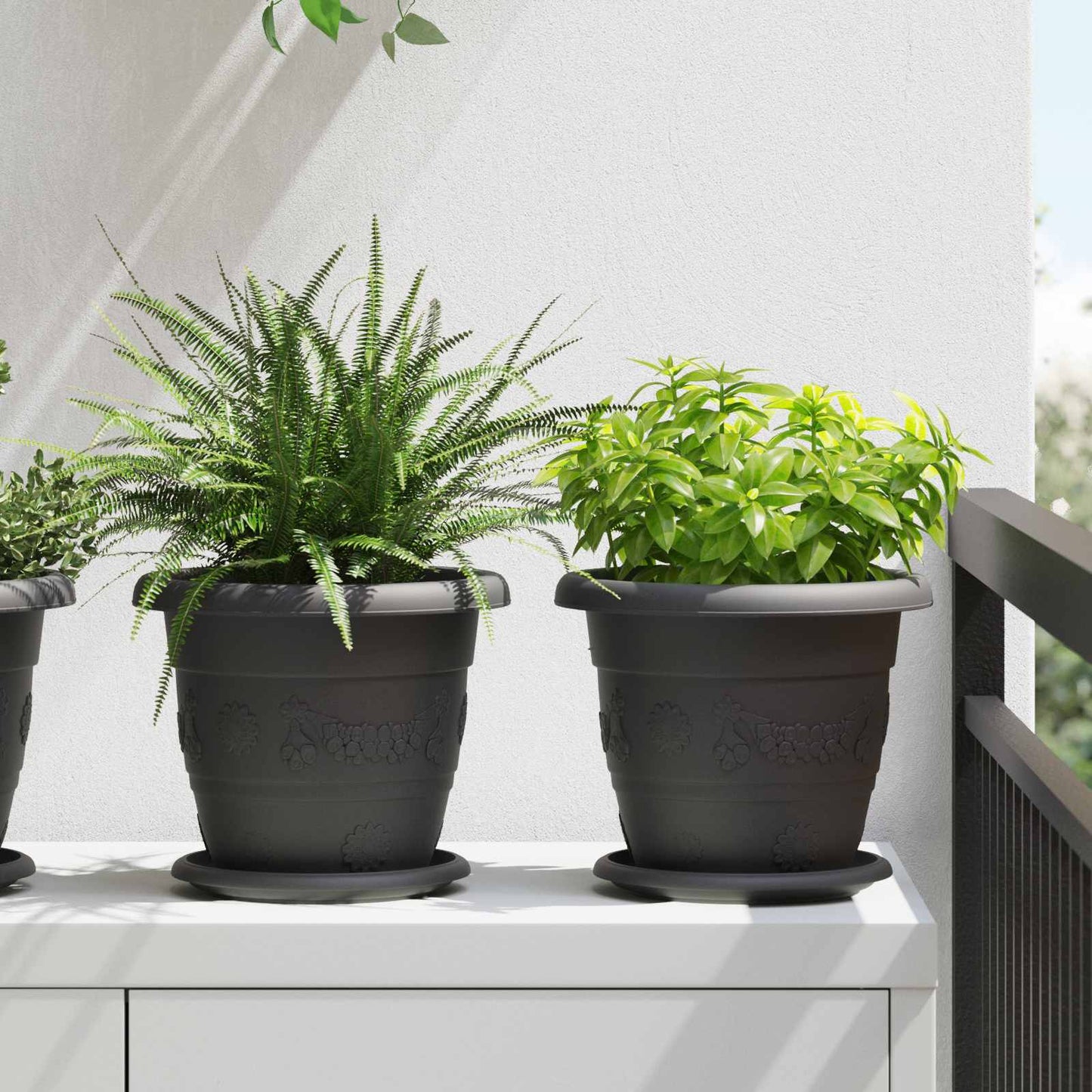 Plantenpotten 6 pcs Zwart Ø 26 x 21.5 cm Kunststof