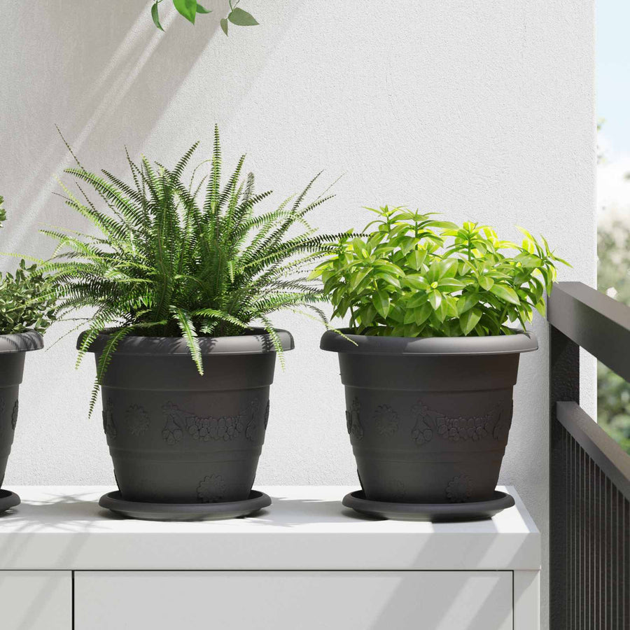 Plantenpotten 6 pcs Zwart Ø 26 x 21.5 cm Kunststof