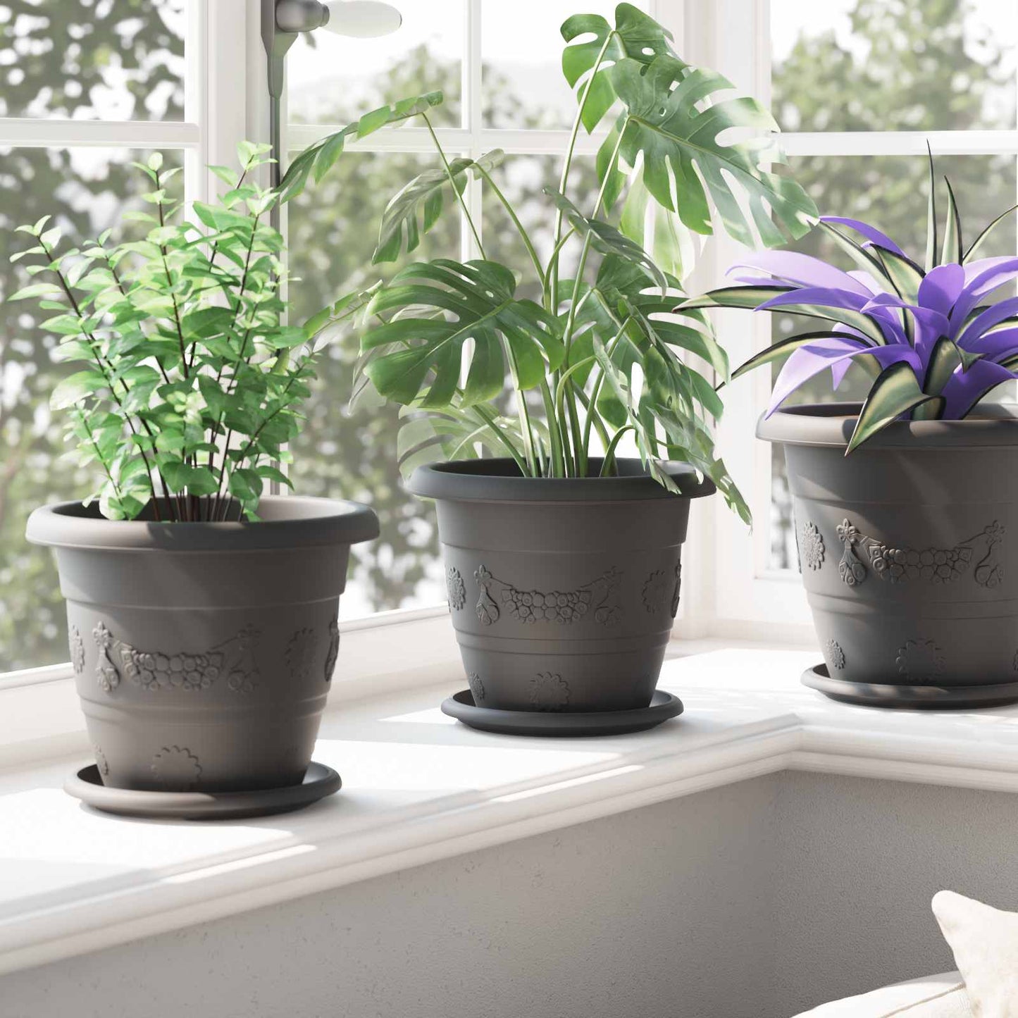 Plantenpotten 6 pcs Zwart Ø 26 x 21.5 cm Kunststof
