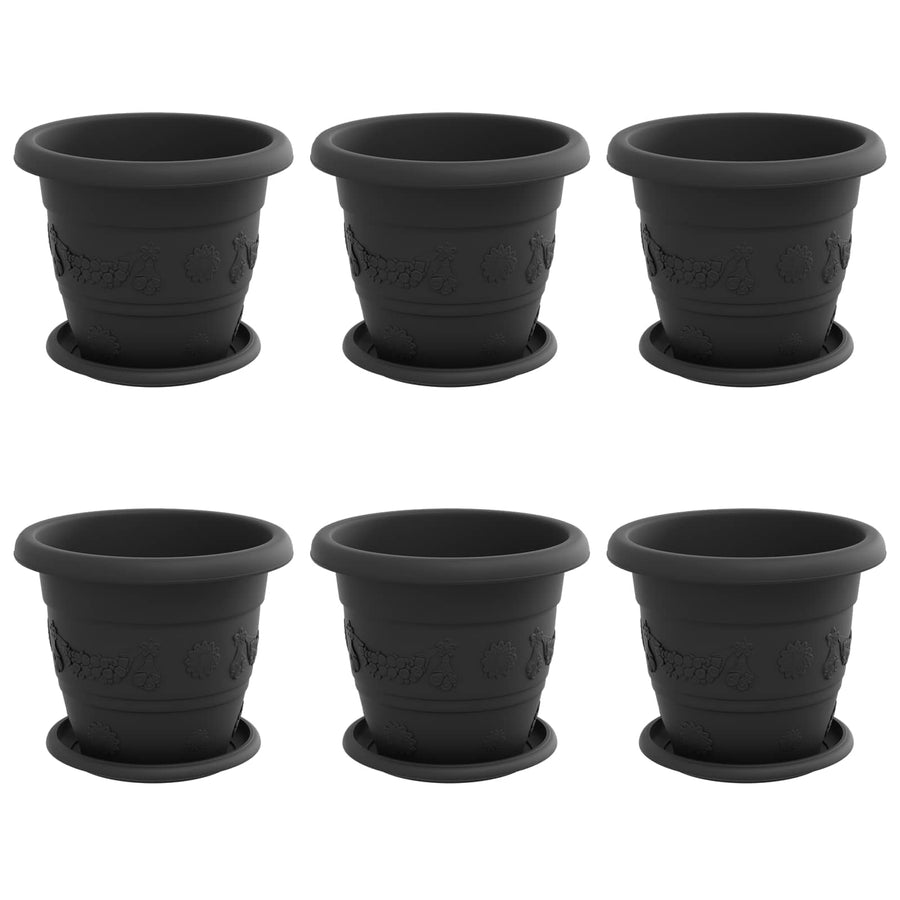 Plantenpotten 6 pcs Zwart Ø 26 x 21.5 cm Kunststof