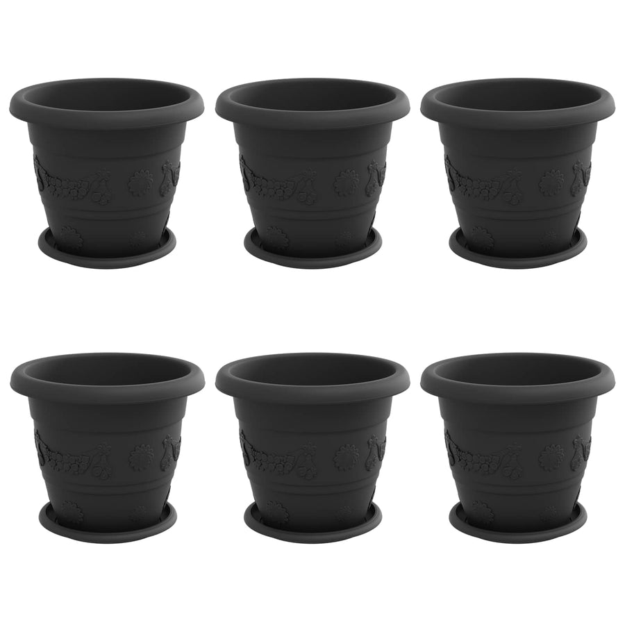 Plantenpotten 6 pcs Zwart Ø 26 x 21.5 cm Kunststof
