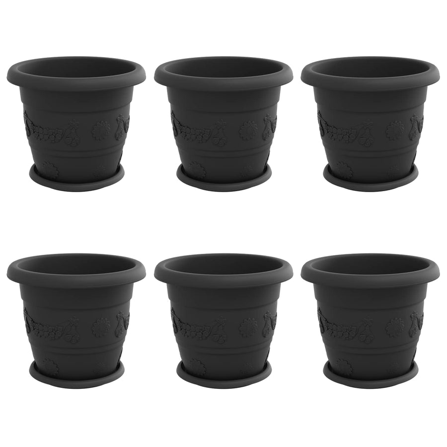 Plantenpotten 6 pcs Zwart Ø 30 x 25 cm Kunststof