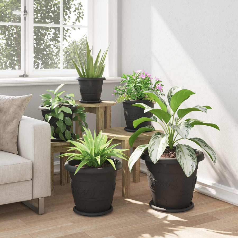 Plantenpotten 6 pcs Zwart Ø 26 x 21.5 cm Kunststof