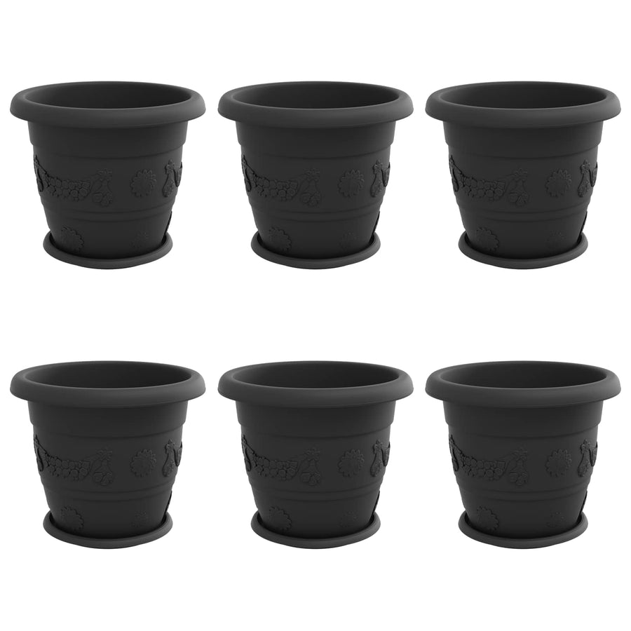 Plantenpotten 6 pcs Zwart Ø 26 x 21.5 cm Kunststof