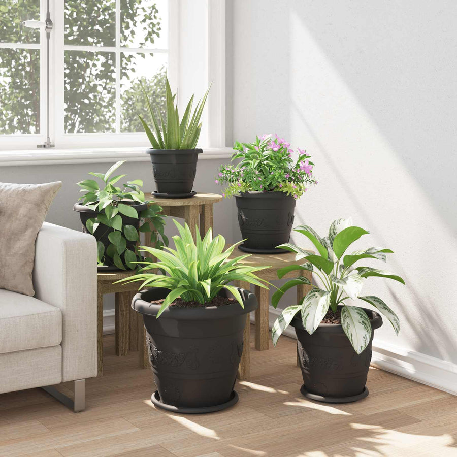 Plantenpotten 6 pcs Zwart Ø 26 x 21.5 cm Kunststof