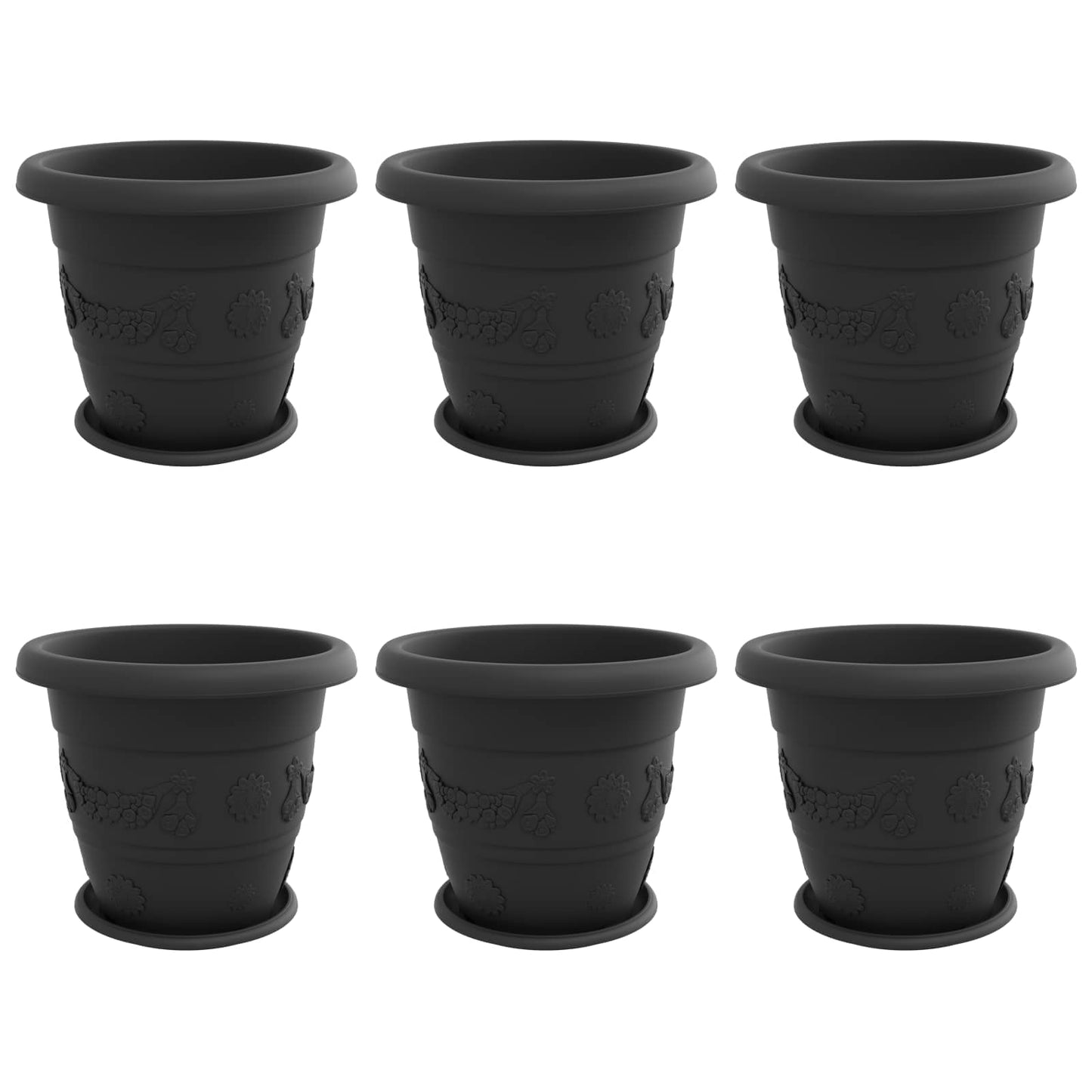 Plantenpotten 6 pcs Zwart Ø 26 x 21.5 cm Kunststof