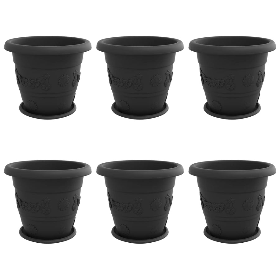 Plantenpotten 6 pcs Zwart Ø 26 x 21.5 cm Kunststof