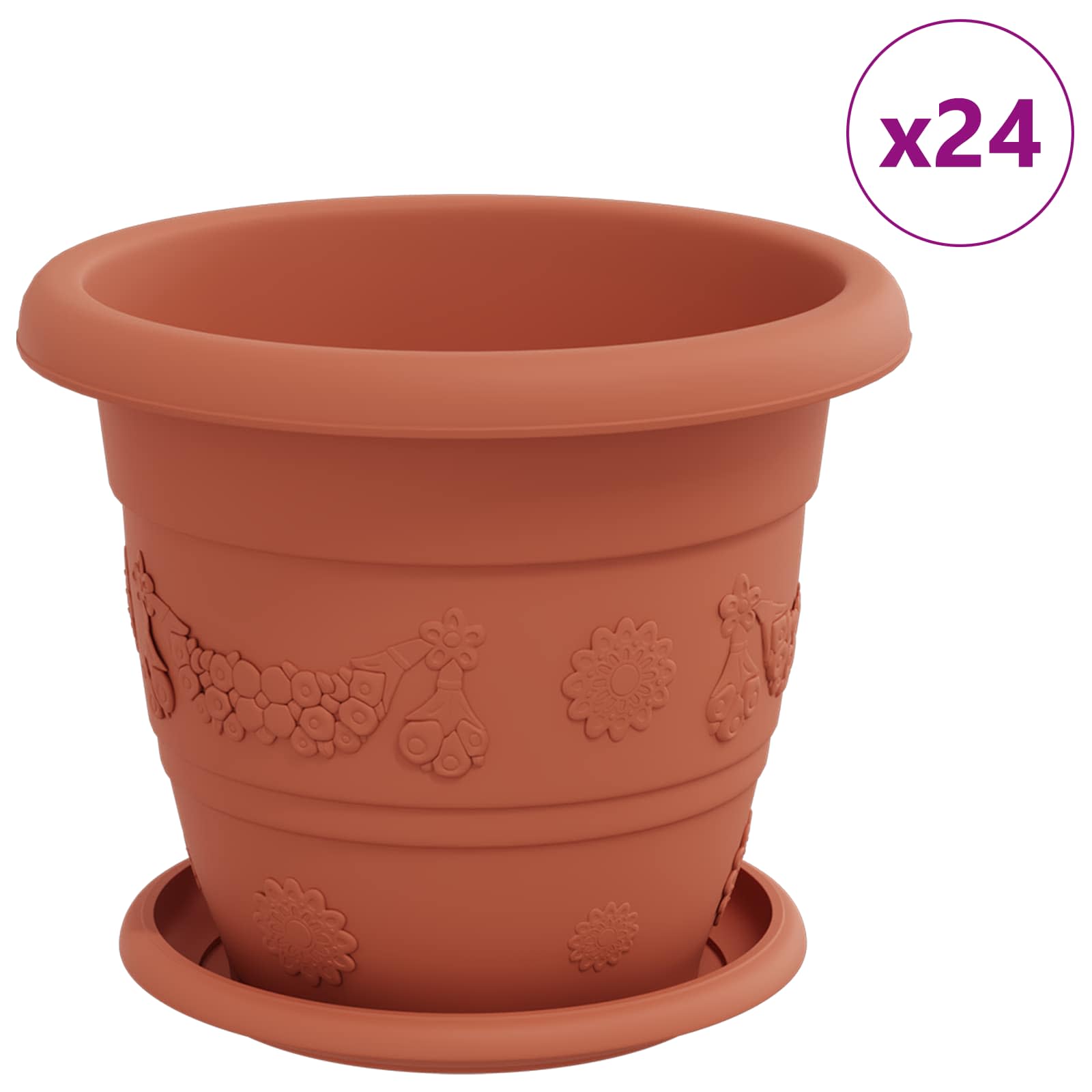 Plantenpotten 24 pcs Baksteenrood Ø 26 x 21.5 cm Kunststof