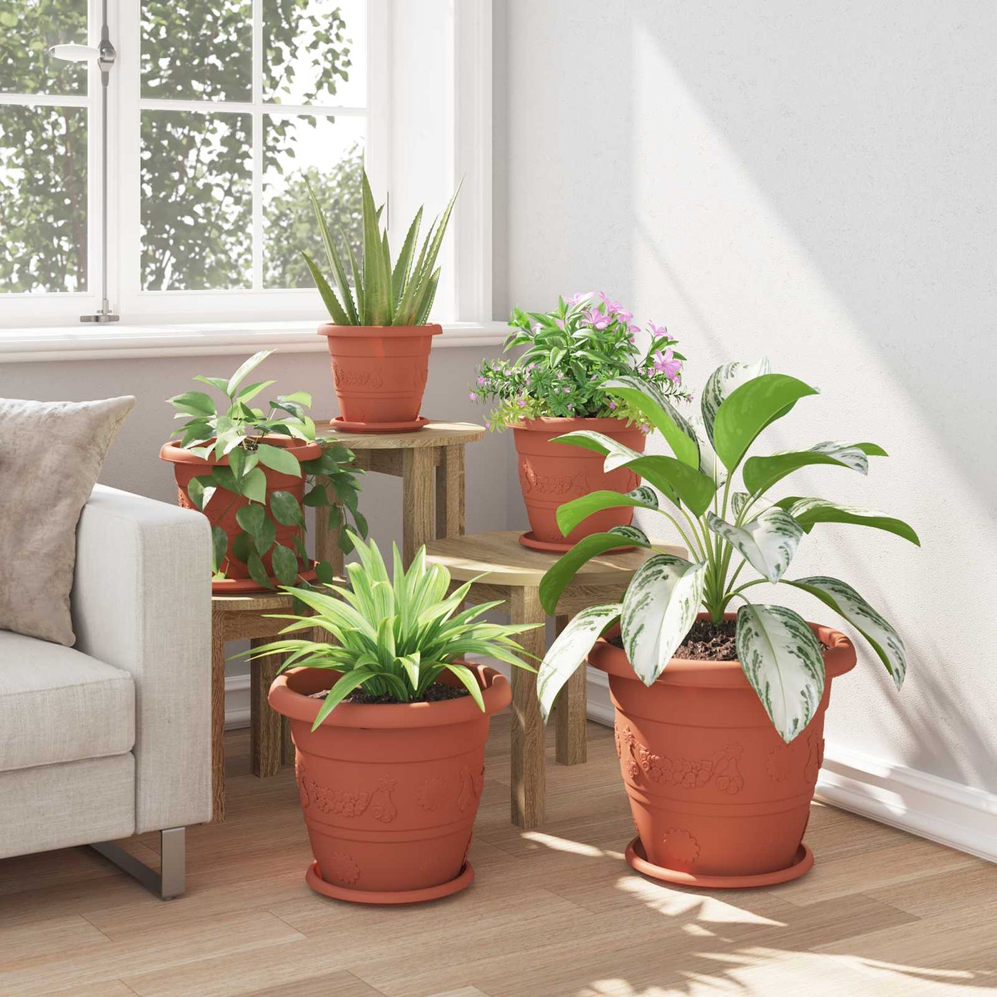 Plantenpotten 24 pcs Baksteenrood Ø 26 x 21.5 cm Kunststof