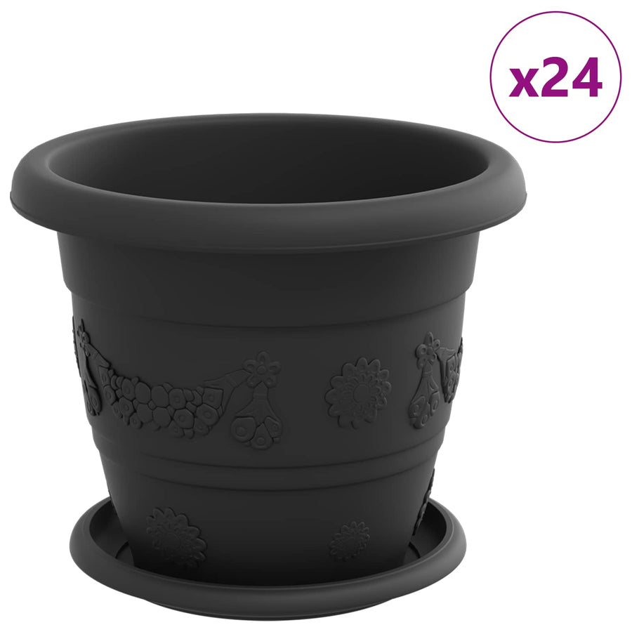 Plantenpotten 24 pcs Zwart Ø 26 x 21.5 cm Kunststof