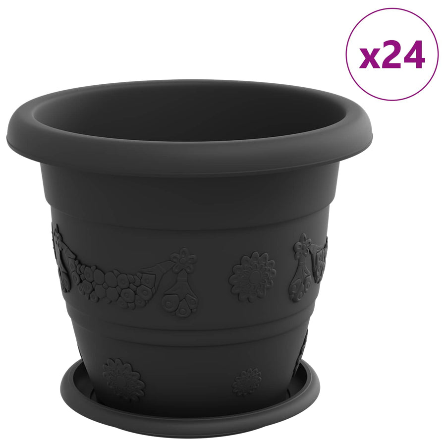 Plantenpotten 24 pcs Zwart Ø 26 x 21.5 cm Kunststof
