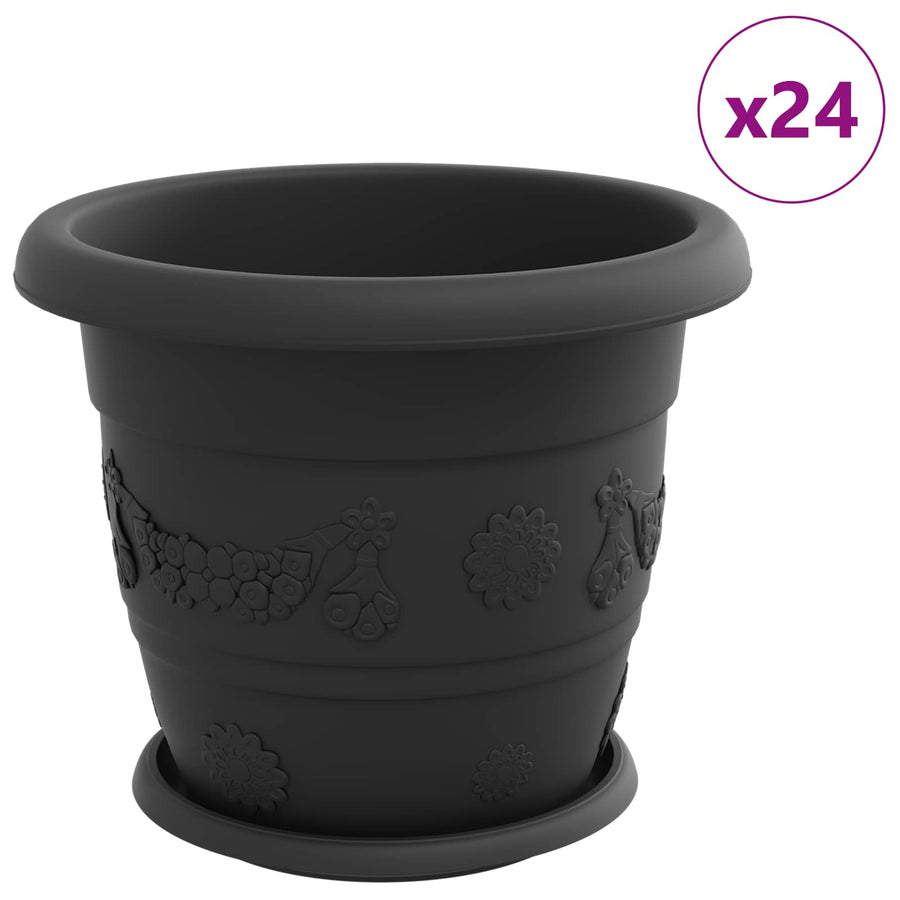 Plantenpotten 24 pcs Zwart Ø 26 x 21.5 cm Kunststof