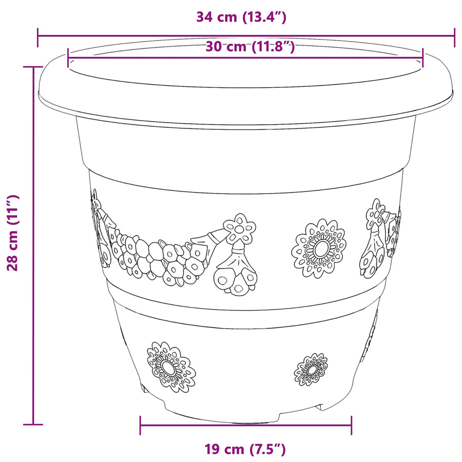 Plantenpotten 24 pcs Zwart Ø 26 x 21.5 cm Kunststof